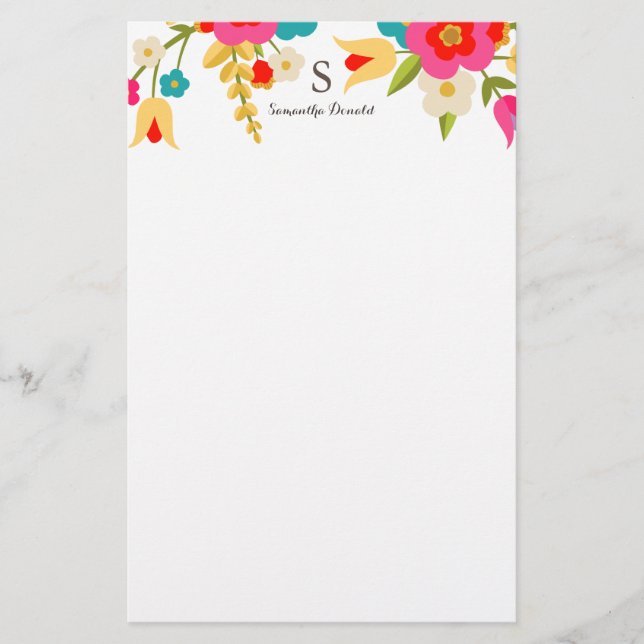Personalized | Country Flowers Stationery (Front)