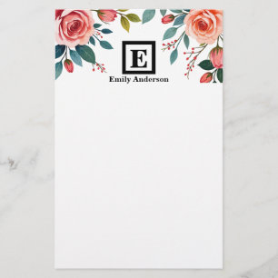 Personalized Country Flowers Stationery