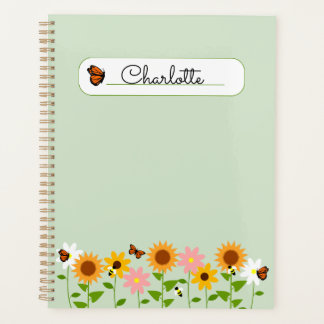 Personalized Country Garden Green Pocket Folder Planner