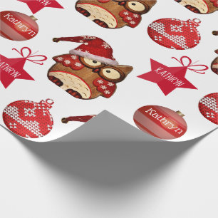 Personalized Country Owls Holiday Wrapping Paper