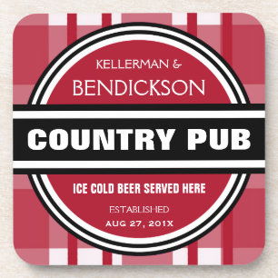 Personalized Country Pub Beer Sign Beverage Coaster