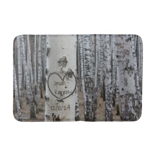 Personalized Country Rustic Carved Heart Bath Mat