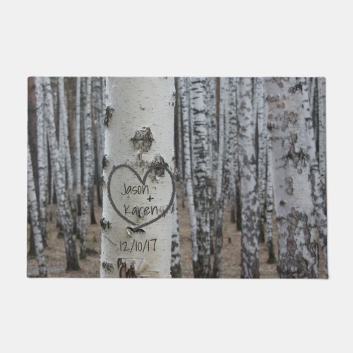 Personalized Country Rustic Carved Heart Bath Mat