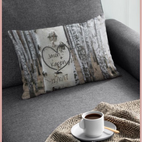 Personalized Country Rustic Carved Heart Decorative Pillow