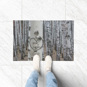 Personalized Country Rustic Carved Heart Door Mat