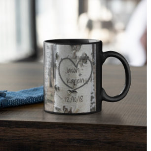 Personalized Country Rustic Carved Heart Mug