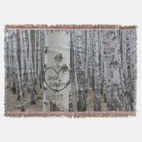 Personalized Country Rustic Carved Heart Throw Blanket