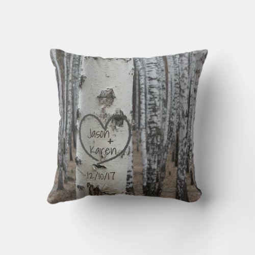 Personalized Country Rustic Carved Heart Throw Pillow