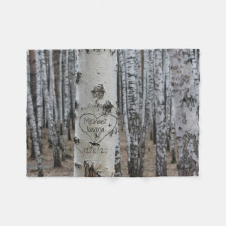 Personalized Country Rustic Carved Names in Heart Fleece Blanket