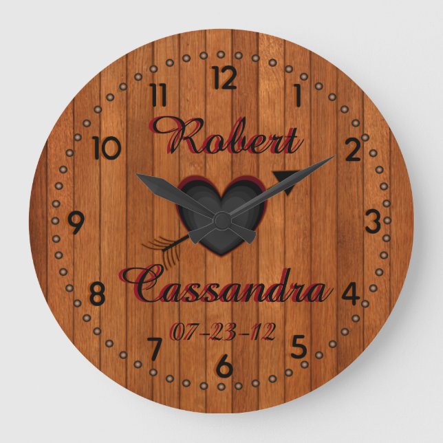 Personalized Country Style Faux-Wood Wall Clock (Front)