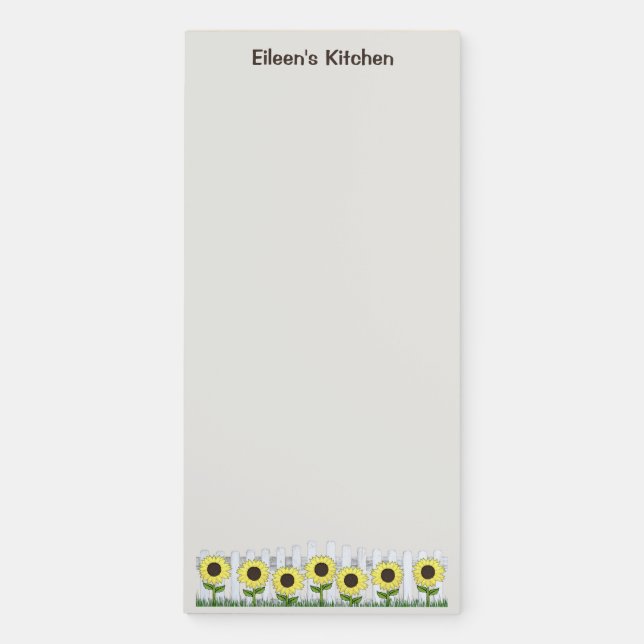 Personalized Country Sunflowers Magnetic Notepad (Front)