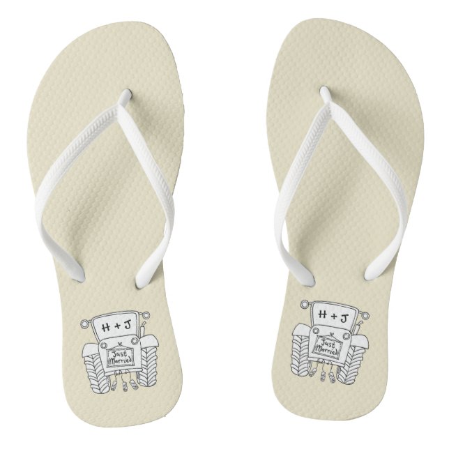 Personalized Country Wedding Tractor Flip Flops (Footbed)