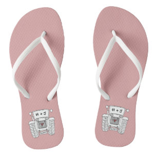 Personalized Country Wedding Tractor Flip Flops