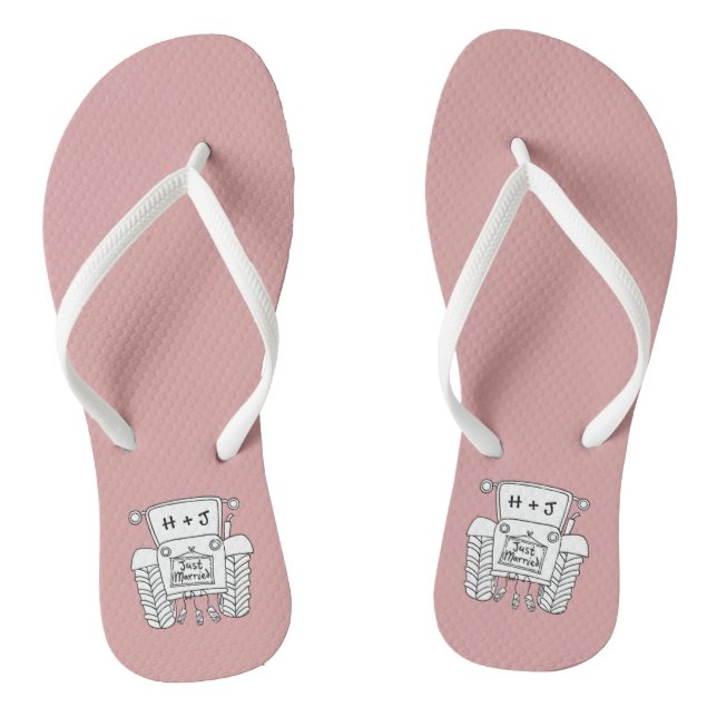 Personalized Country Wedding Tractor Flip Flops (Footbed)