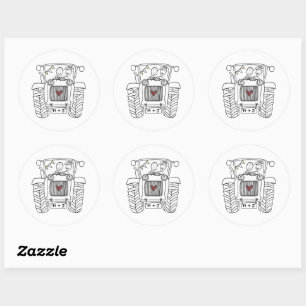 Personalized Country Wedding Tractor Sticker Label