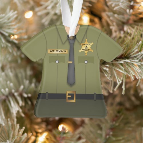 Personalized County Sheriff Green Uniform Ornament