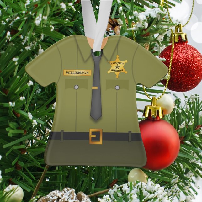 Personalized County Sheriff Green Uniform Ornament (Creator Uploaded)
