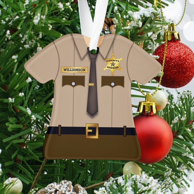Personalized County Sheriff Khaki Uniform Ornament (Creator Uploaded)
