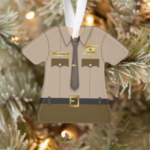 Personalized County Sheriff Khaki Uniform Ornament