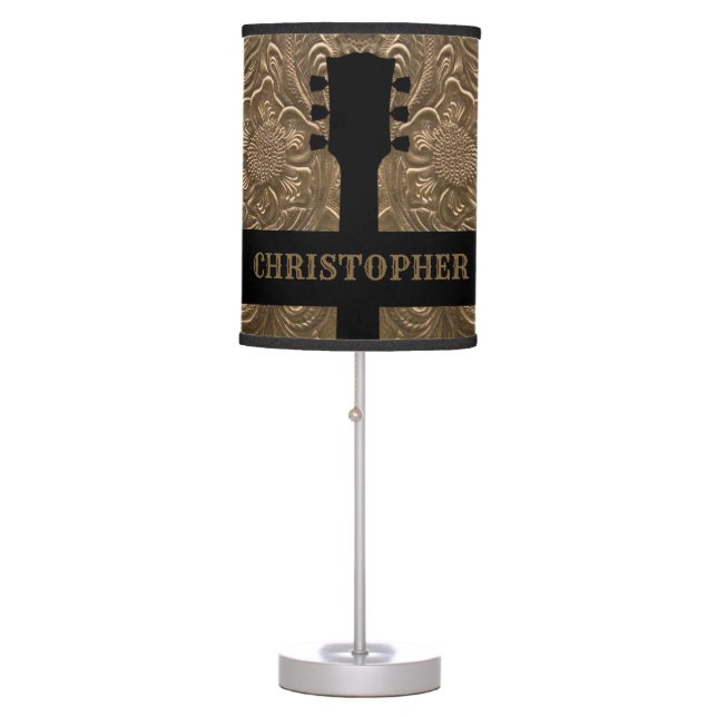 Personalized County Western Guitar Rock Cowboy Tab Table Lamp (Front)