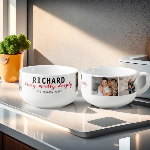 Personalized Couple 4 Photo Collage Bowl