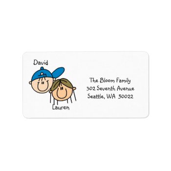 Personalized Couple Address Labels by stick_figures at Zazzle