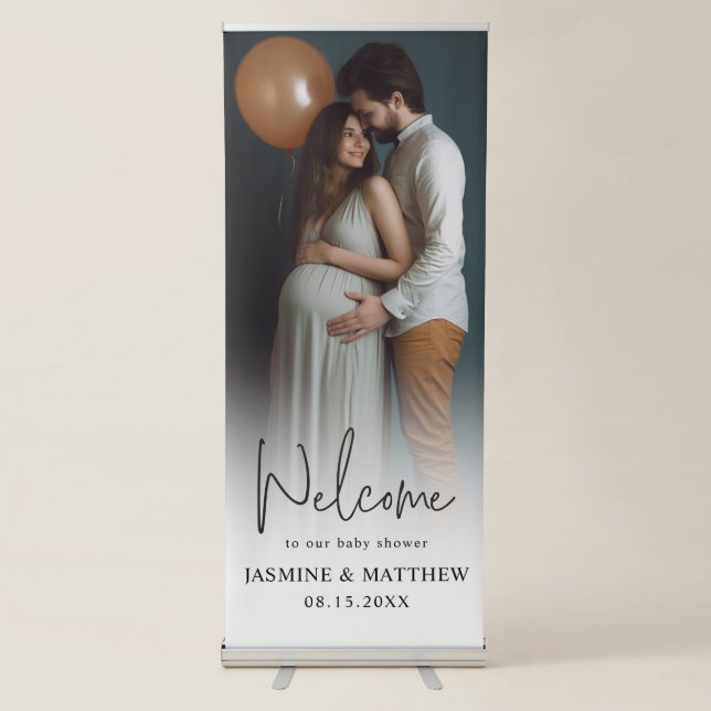 Personalized Couple Baby Shower Pull Up Banner (Front)