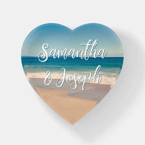Personalized Couple Beach Photo Paperweight