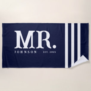 Personalized Couple Beach Towels Set, Mr. and Mrs.