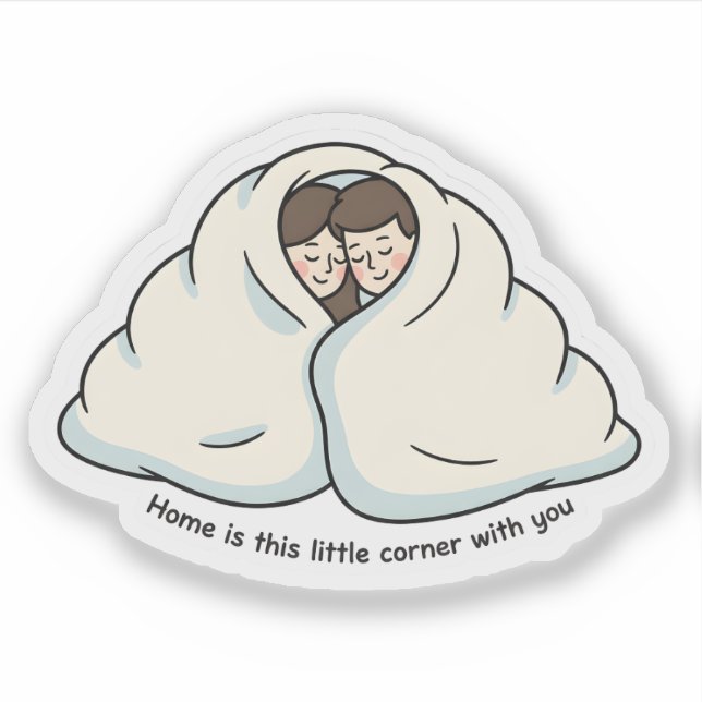 Personalized Couple & Cat Cozy Collection  Sticker (Front)