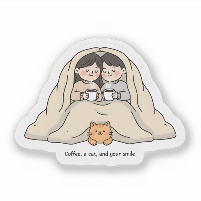 Personalized Couple & Cat Lovers Cozy Collection  Sticker (Front)
