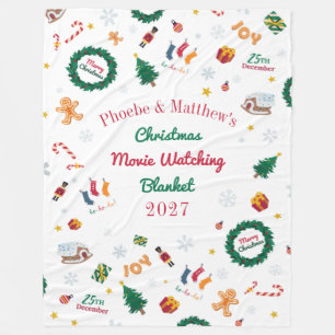 Personalized Couple Christmas Modern Pattern Fleece Blanket