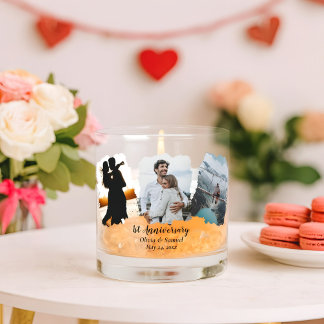 Personalized Couple Collage Photo 1st Anniversary  Whiskey Glass