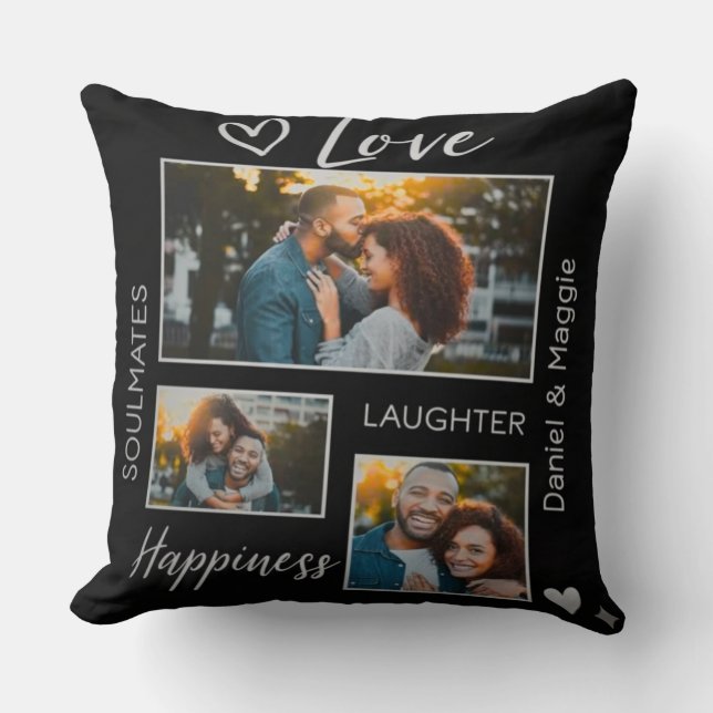 Personalized Couple Collage Throw Pillow (Front)