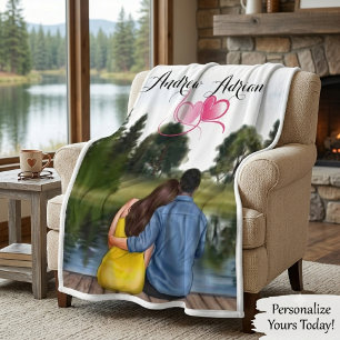Personalized  Couple custom name romantic  Fleece Blanket