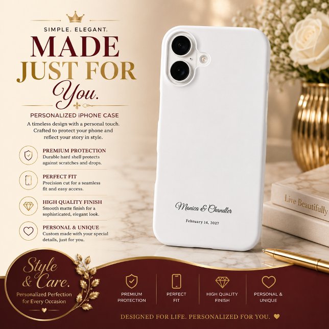 Personalized Couple Date Minimal White iPhone Case (Personalized Couple Date Minimal White iPhone 16 Case)