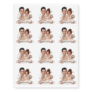 Personalized Couple Faces Custom Names Wedding  Temporary Tattoos
