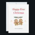 Personalized Couple First Christmas Holiday Card<br><div class="desc">Personalized Couple First Christmas Holiday Card: Christmas extra sweet with this cute gingerbread couple holiday card. 

This christmas card is available as a printed version or digital download.

Couple Christmas Card,  Holiday Christmas Card,  Romantic Christmas,  First Christmas, </div>