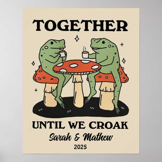 Personalized Couple Frog Illustration Anniversary  Poster (Front)
