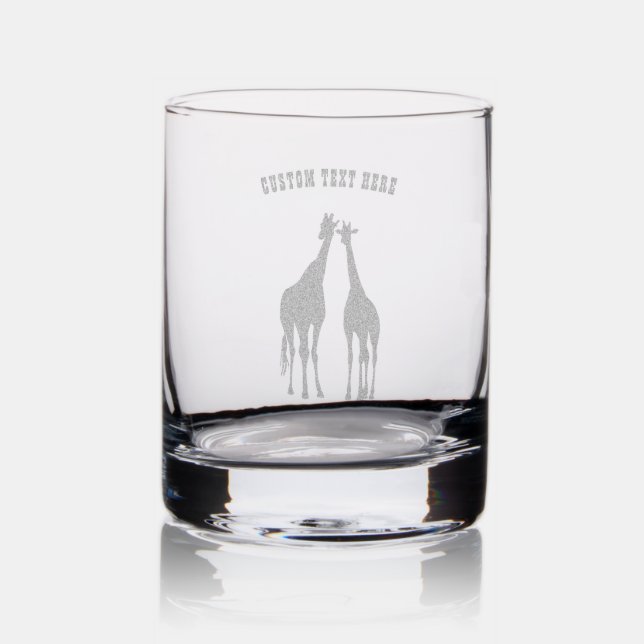 Personalized Couple Giraffe with Custom Text Rocks Glass (Glassware)