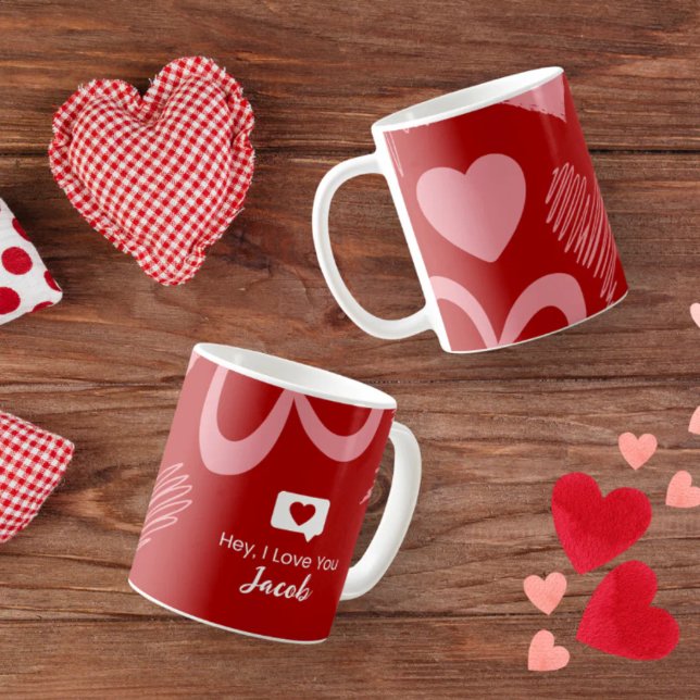 Personalized Couple Heart love you Romantic Name Coffee Mug (Creator Uploaded)