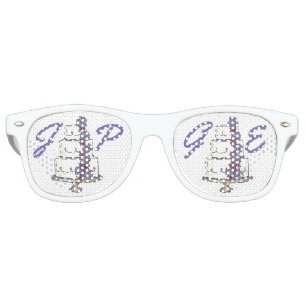 Personalized Couple Initials Wedding Cake Favors Retro Sunglasses