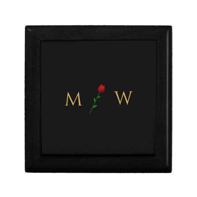 Personalized Couple Initials Wooden Keepsake Jewel Gift Box (Front)