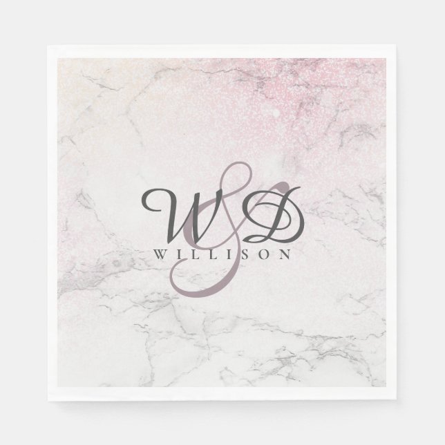 Personalized Couple Marble with glitter details Napkins (Front)