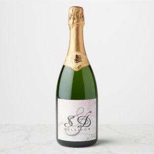 Personalized couple Marble with glitter details Sparkling Wine Label