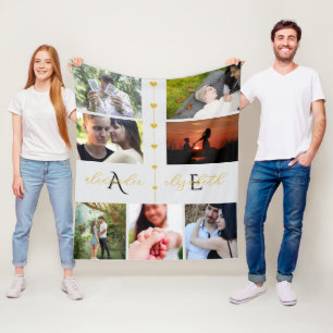 Personalized Couple Memories with 7 Custom Photos Fleece Blanket