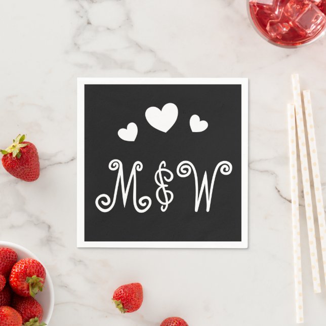 Personalized Couple Monograms Love Paper Napkins (Insitu)