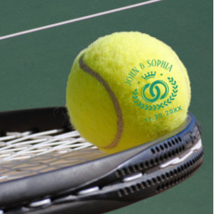 Personalized Couple Name And Date Green Color Font Tennis Balls