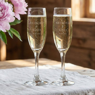 Personalized Couple Name Anniversary Wedding  Champagne Flute