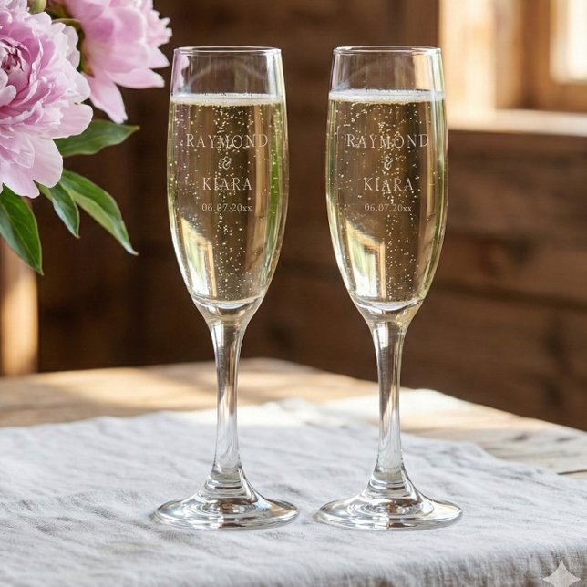Personalized Couple Name Anniversary Wedding  Champagne Flute (create your own personalized couple name wine flute glass for wedding and anniversary)